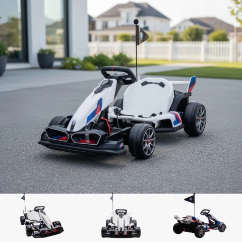 Auto Gokart na akumulator BMW z Funkcją Driftu - REGULOWANA RAMA Biały