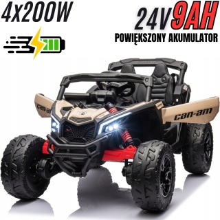 Auto Na Akumulator Buggy Can-am MAVERICK 4x200W 24V DK-CA003 Khaki - POWIĘKSZONY AKUMULATOR 24V9Ah