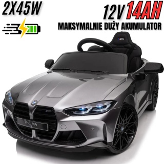 Auto Na Akumulator BMW M4 Srebrne Lakierowane + POWIĘKSZONY AKUMULATOR