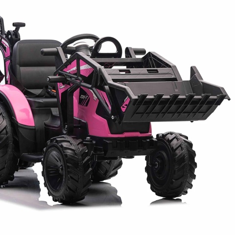 Wielki traktor na akumulator 720-T z przyczepką 24V Różowy[SX2068]