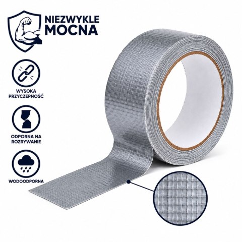 Szara Taśma Naprawcza Zbrojona Mocna Srebrna 48mm x 15m