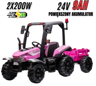 Traktor Na Akumulator BLAST BLT-206 Różowy 2x200W 24V 7Ah