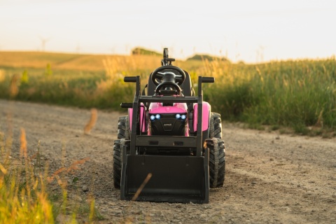 Wielki traktor na akumulator 720-T z przyczepką 24V Różowy[SX2068]
