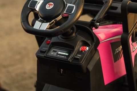 Wielki traktor na akumulator 720-T z przyczepką 24V Różowy[SX2068]