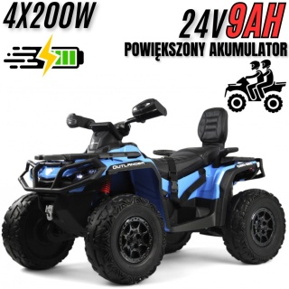 Duży Quad na akumulator Can Am Outlander 4x200W 24V9Ah ATV Niebieski - POWIĘKSZONY AKUMULATOR!
