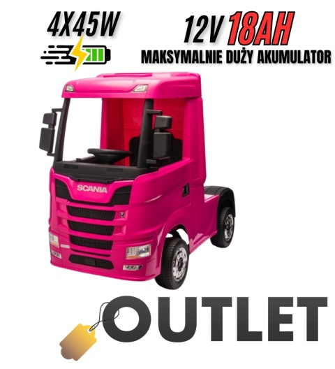OUTLET Auto na akumulator TIR Ciężarówka Scania R-SERIE 500 4x4 Różowa