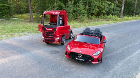 Auto Na Akumulator Mercedes GT63 AMG DK-GT63 4x200W + POWIĘKSZONY AKUMULATOR 24V14Ah Czerwony Lakierowany