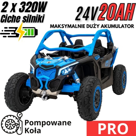 Buggy CAN-AM Maverick 3 PRO + Pompowane KOŁA auto na akumulator Niebieski 2x320W 24V DK-CA001 + PEŁNE STEROWANIE