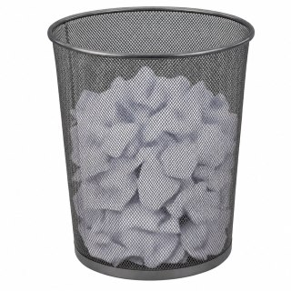 Kosz Na Śmieci Biurowy Metalowy Siatka Okrągły Srebrny 19 L