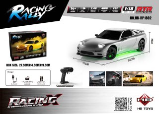 Auto R/C Do Driftu TurboSlide 1:18 z Podświetleniem Srebrne