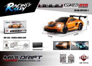 Auto R/C Do MINI Drift 1:64 SmokeRacer Pomarańczowy
