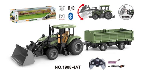 Zielony Traktor z Przyczepą R/C 1:20