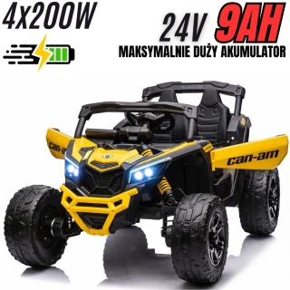 Auto Na Akumulator Buggy Can-am MAVERICK 4x200W 24V DK-CA003 Żółty + POWIĘKSZONY AKUMULATOR 24V9Ah