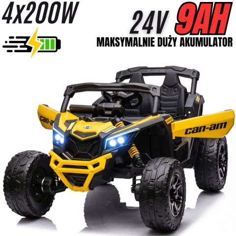 Auto Na Akumulator Buggy Can-am MAVERICK 4x200W 24V DK-CA003 Żółty + POWIĘKSZONY AKUMULATOR 24V9Ah