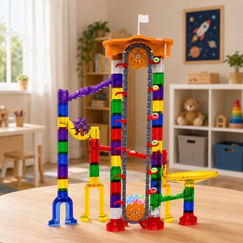 Klocki Konstrukcyjne Kosmiczny Tor Dla Kulek Tunele Kolorowy 3D 153 el.