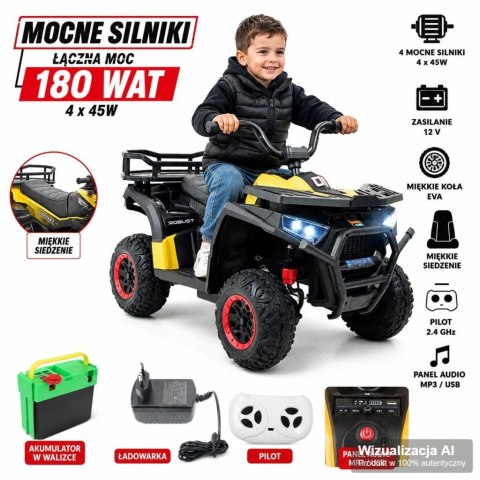 MEGA WIELKI QUAD, AMORTYZATORY, MIĘKKIE KOŁA, PILOT, WOLNY START, 4x4 /XMX607