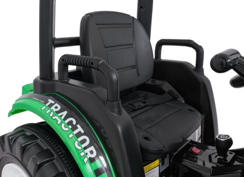Wielki traktor na akumulator TITAN 24V 2x200W z przyczepką łyżką + kabina zielony