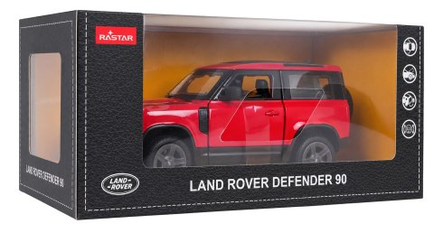 Autko Metalowe 1:24 Land Rover Defender 90 Czerwony RASTAR