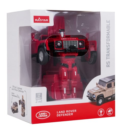Autko Metalowe/Robot 2w1 1:32 Land Rover Defender Czerwony RASTAR