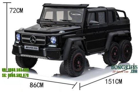 MEGA POJAZD- ORYGINALNY MERCEDES G63, NAPĘD 6X6, MIĘKKIE KOŁA, MIĘKKIE SIEDZENIE, SIEDZENIE DLA RODZICA, 12v14AH/ABL-1801