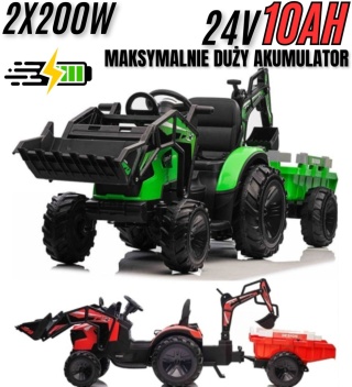 Wielki traktor na akumulator 720-T z przyczepką 24V [SX2068]