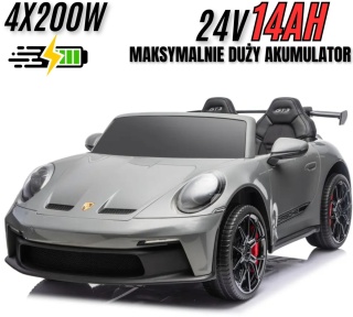 Auto na akumulator Porsche 911 GT3 24V 14Ah Srebrny Lakierowany+ 4x200W MOCY + PILOT