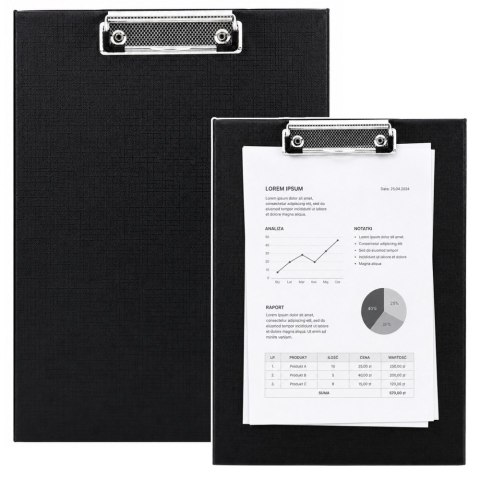 Deska Podkładka z Metalowym Klipem Clipboard Do Pisania A4 Czarna