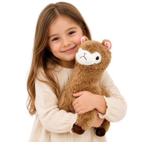 Pluszowa Alpaka Lama Maskotka Przytulanka Miękkie Futerko Beżowa 38 cm