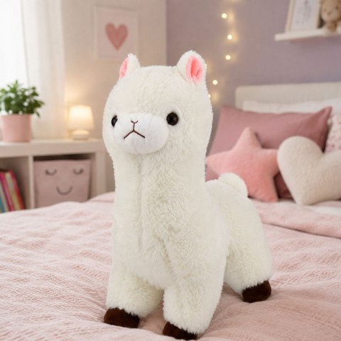 Pluszowa Alpaka Lama Maskotka Przytulanka Miękkie Futerko Biała 38 cm