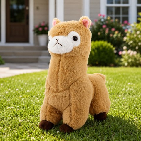 Pluszowa Alpaka Lama Maskotka Przytulanka Miękkie Futerko Kremowa 38 cm