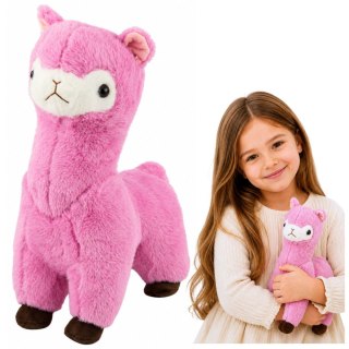 Pluszowa Alpaka Lama Maskotka Przytulanka Miękkie Futerko Różowa 28 cm