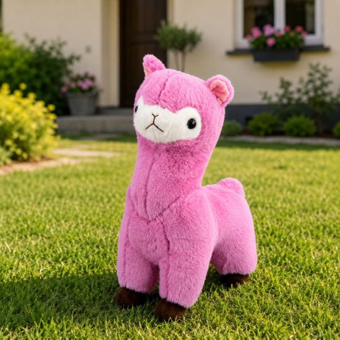 Pluszowa Alpaka Lama Maskotka Przytulanka Miękkie Futerko Różowa 28 cm