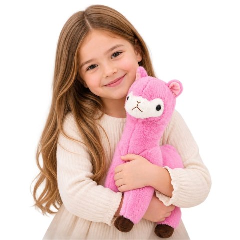 Pluszowa Alpaka Lama Maskotka Przytulanka Miękkie Futerko Różowa 38 cm