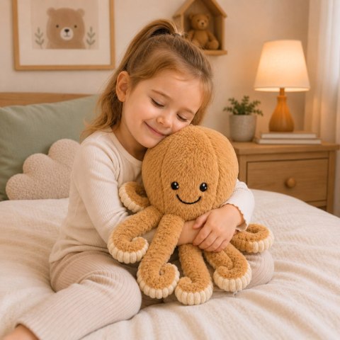 Pluszowa Ośmiornica Maskotka Przytulanka Sprężyste Macki Beżowa 50 cm