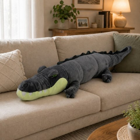 Pluszowy Krokodyl Maskotka Przytulanka Realistyczny Szary 90 cm