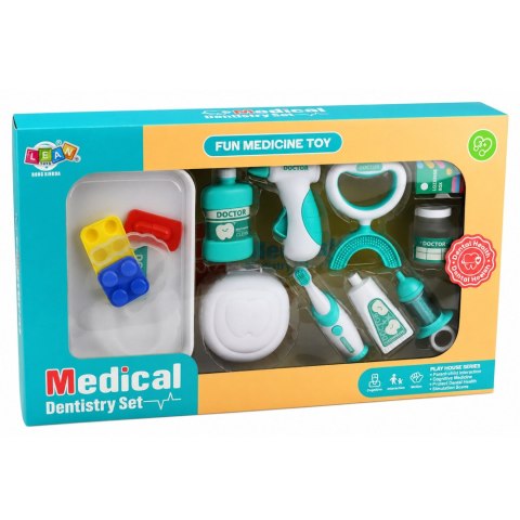 Zestaw Małego Dentysty Stomatologa Szczoteczka z Wibracjami Niebieski 15el.