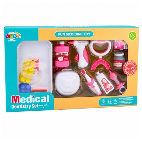 Zestaw Małego Dentysty Stomatologa Szczoteczka z Wibracjami Różowy 15 el.