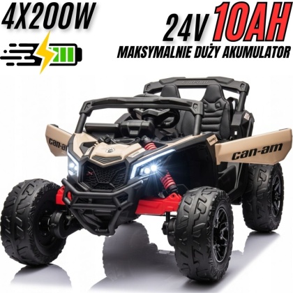 OUTLET Auto Na Akumulator Buggy Can-am MAVERICK 4x200W 24V DK-CA003 Khaki - POWIĘKSZONY AKUMULATOR 24V10Ah