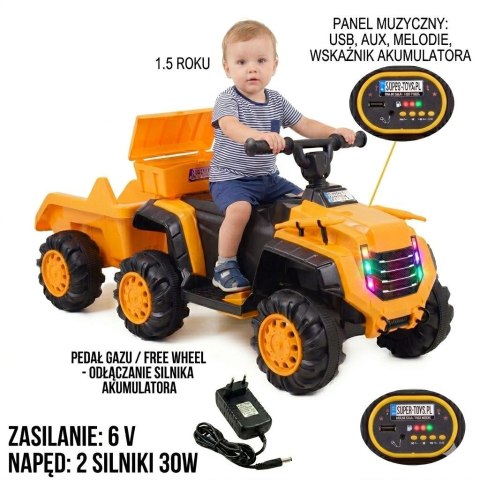 Pierwszy quad na akumulator, jeździk z przyczepą, wolne koło/YW1009