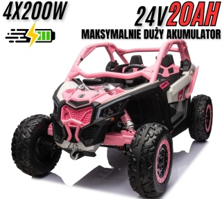 Pojazd Buggy CAN-AM Maverick Turbo RR 4x200W 2x24V10Ah Różowy