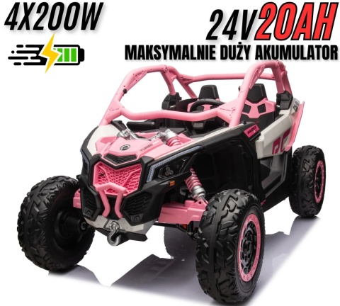 Pojazd Buggy CAN-AM Maverick Turbo RR 4x200W 2x24V10Ah Różowy