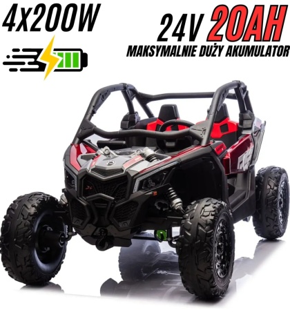 Pojazd Buggy CAN-AM Maverick 3 Turbo RR Czerwono Srebrny LAKIER 4x200 24V DK-CA001