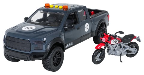 Zestaw Auto Terenowe z Funkcją Świateł i Dźwięku + Motocykl