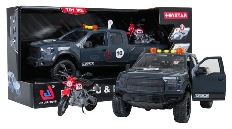 Zestaw Auto Terenowe z Funkcją Świateł i Dźwięku + Motocykl