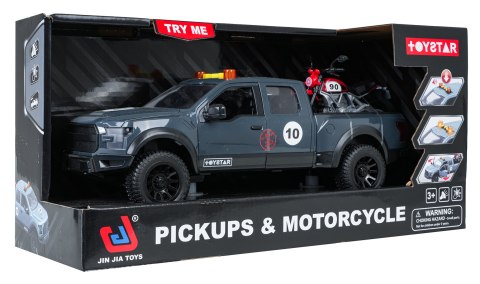 Zestaw Auto Terenowe z Funkcją Świateł i Dźwięku + Motocykl