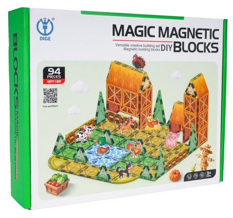 Zestaw Klocków Magnetycznych Farma 94el.