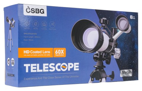 Teleskop MOON Biało Czarny Metalowe Elementy