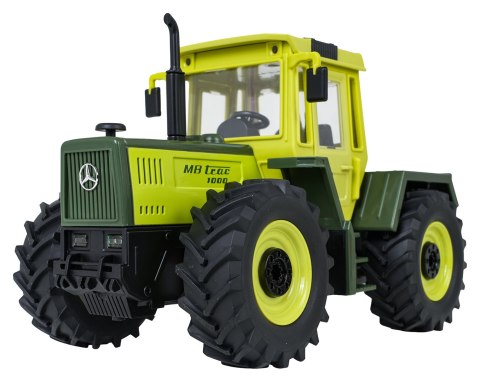 Traktor Zielony 1:24 z Pilotem Mercedes Benz + Przyczepa na Drewno z Dźwigiem