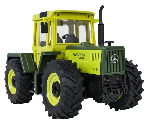 Traktor Zielony 1:24 z Pilotem Mercedes Benz + Przyczepa na Drewno z Dźwigiem