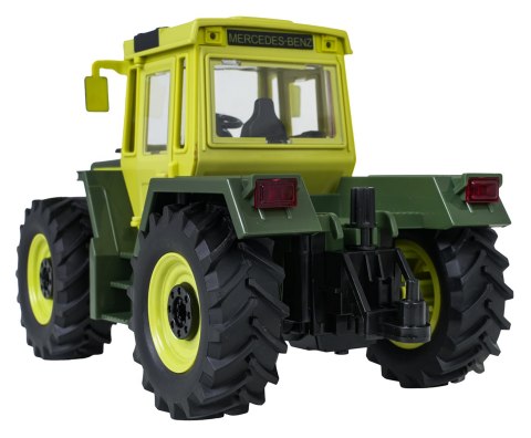 Traktor Zielony 1:24 z Pilotem Mercedes Benz + Przyczepa na Drewno z Dźwigiem